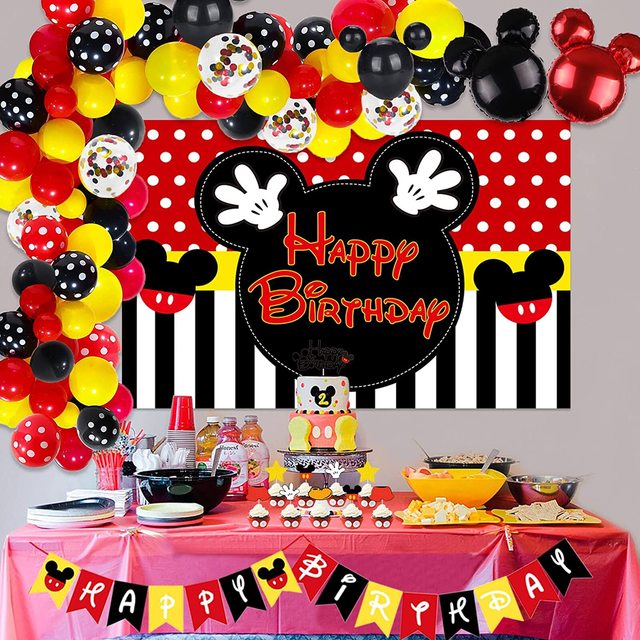 One Year Old Boy Birthday Decorations  Happy Birthday Mickey Banners -  Happy - Aliexpress